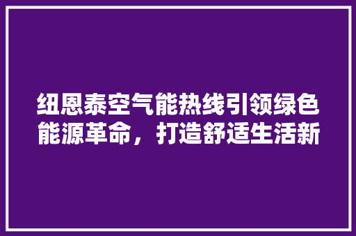 纽恩泰空气能热线引领绿色能源革命，打造舒适生活新篇章