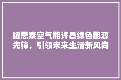 纽恩泰空气能许昌绿色能源先锋，引领未来生活新风尚