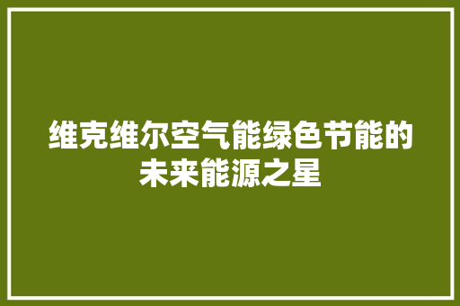 维克维尔空气能绿色节能的未来能源之星 汽车维修