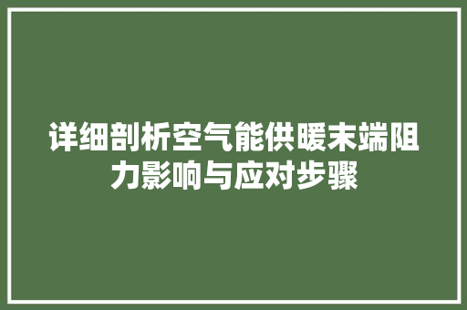 详细剖析空气能供暖末端阻力影响与应对步骤 家电维修