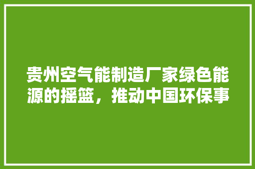 贵州空气能制造厂家绿色能源的摇篮，推动中国环保事业蓬勃发展