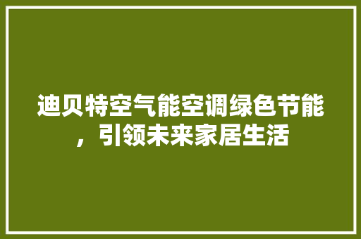 迪贝特空气能空调绿色节能，引领未来家居生活 综合便民