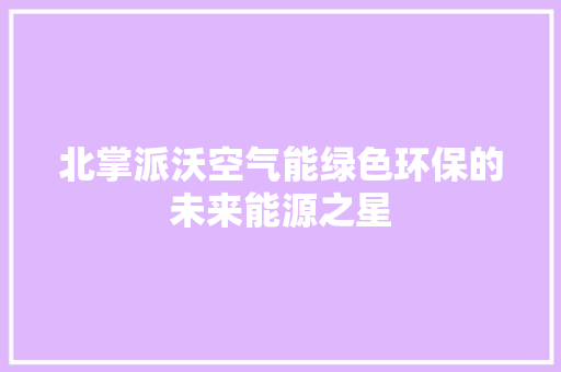 北掌派沃空气能绿色环保的未来能源之星 墙体维修