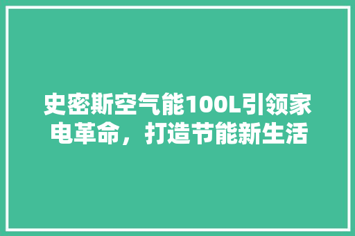 史密斯空气能100L引领家电革命，打造节能新生活 综合便民