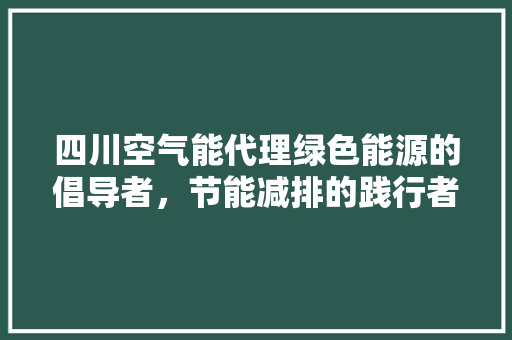 四川空气能代理绿色能源的倡导者，节能减排的践行者 汽车维修