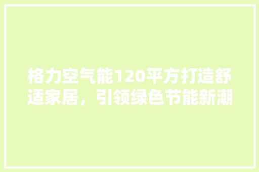 格力空气能120平方打造舒适家居，引领绿色节能新潮流