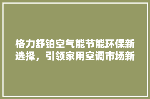 格力舒铂空气能节能环保新选择，引领家用空调市场新潮流