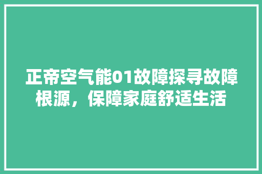 正帝空气能01故障探寻故障根源，保障家庭舒适生活 综合便民