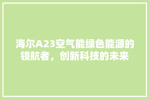 海尔A23空气能绿色能源的领航者，创新科技的未来