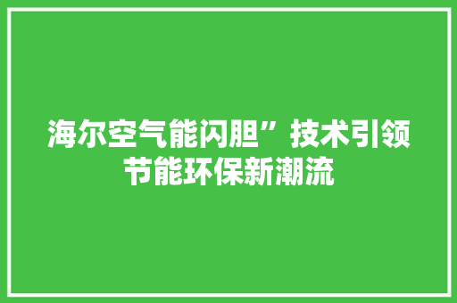 海尔空气能闪胆”技术引领节能环保新潮流