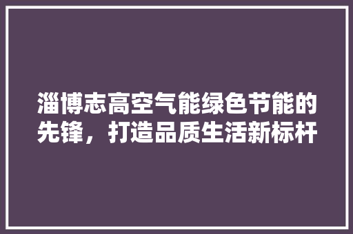 淄博志高空气能绿色节能的先锋，打造品质生活新标杆