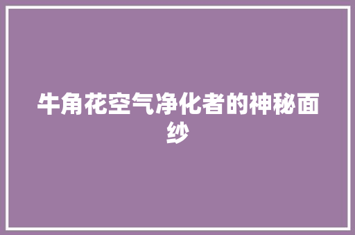 牛角花空气净化者的神秘面纱 汽车维修