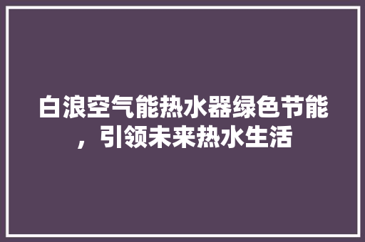 白浪空气能热水器绿色节能，引领未来热水生活
