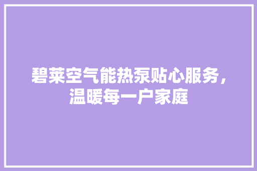 碧莱空气能热泵贴心服务，温暖每一户家庭 家电维修