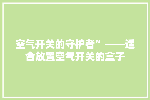 空气开关的守护者”——适合放置空气开关的盒子