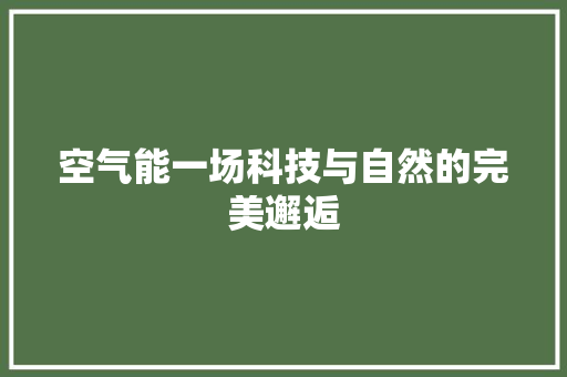 空气能一场科技与自然的完美邂逅