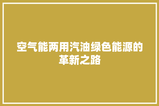 空气能两用汽油绿色能源的革新之路