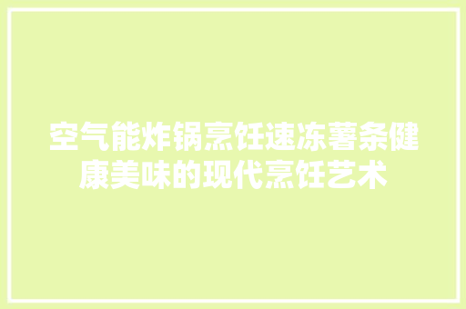 空气能炸锅烹饪速冻薯条健康美味的现代烹饪艺术 墙体维修