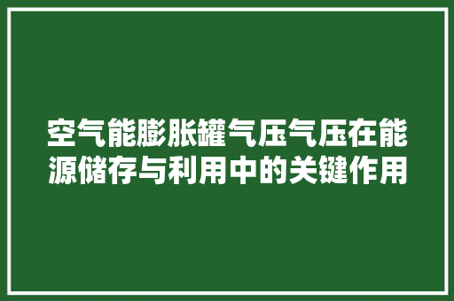 空气能膨胀罐气压气压在能源储存与利用中的关键作用