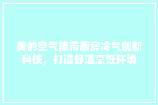美的空气能带厨房冷气创新科技，打造舒适烹饪环境 汽车维修