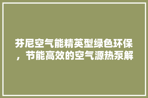 芬尼空气能精英型绿色环保，节能高效的空气源热泵解决方法