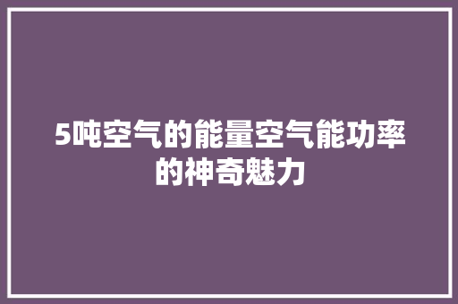 5吨空气的能量空气能功率的神奇魅力 厨房维修