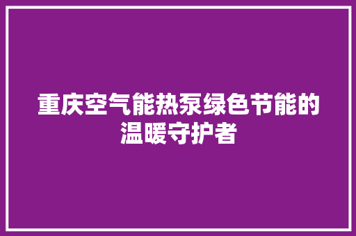 重庆空气能热泵绿色节能的温暖守护者