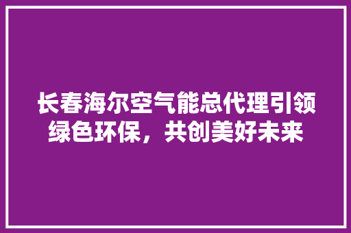 长春海尔空气能总代理引领绿色环保，共创美好未来