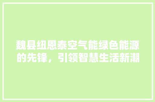 魏县纽恩泰空气能绿色能源的先锋，引领智慧生活新潮流