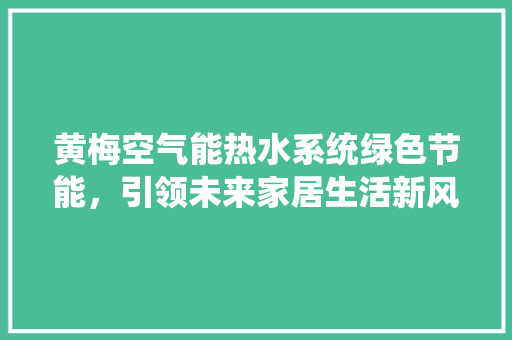 黄梅空气能热水系统绿色节能，引领未来家居生活新风尚