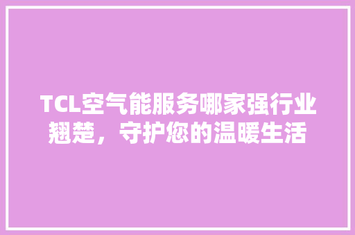 TCL空气能服务哪家强行业翘楚，守护您的温暖生活 家电维修