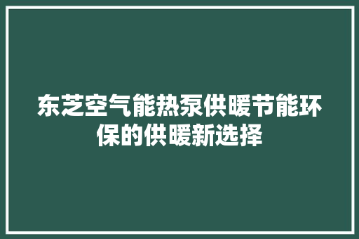 东芝空气能热泵供暖节能环保的供暖新选择