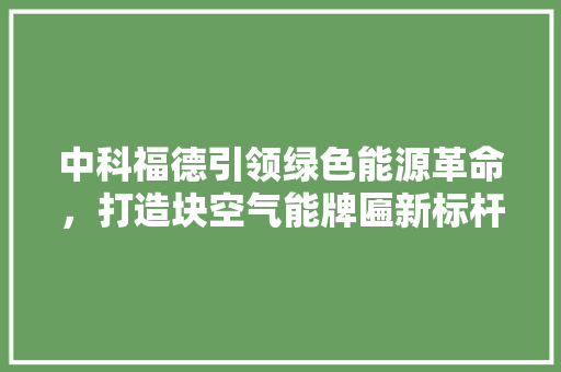 中科福德引领绿色能源革命，打造块空气能牌匾新标杆