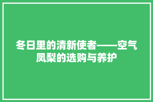 冬日里的清新使者——空气凤梨的选购与养护 家电维修