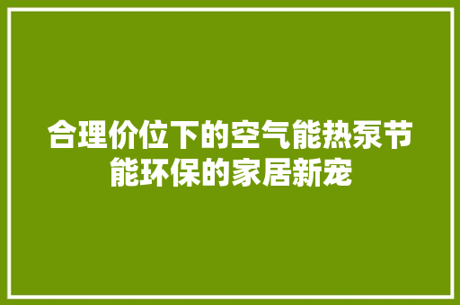 合理价位下的空气能热泵节能环保的家居新宠 厨房维修