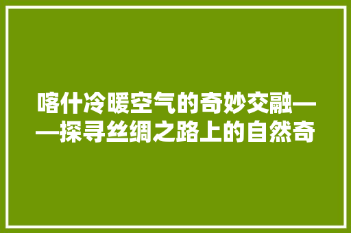喀什冷暖空气的奇妙交融——探寻丝绸之路上的自然奇观 墙体维修