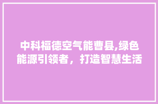 中科福德空气能曹县,绿色能源引领者，打造智慧生活新篇章_中科福德空气能曹县