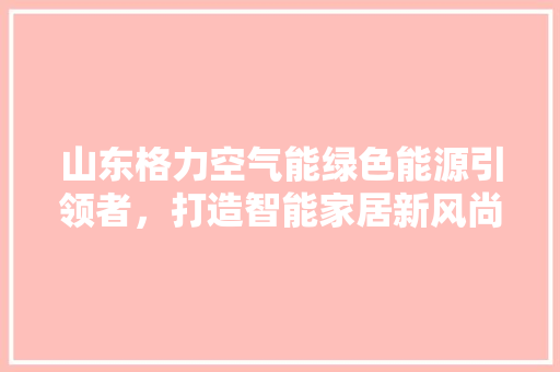 山东格力空气能绿色能源引领者，打造智能家居新风尚