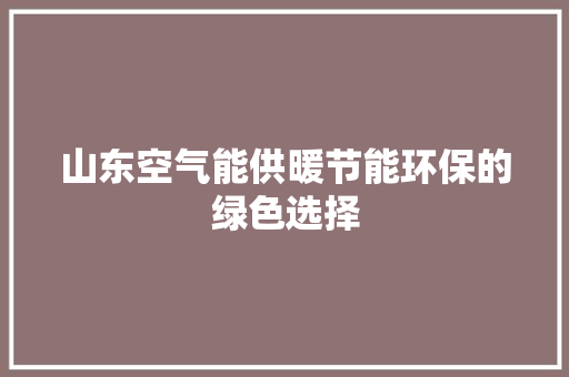 山东空气能供暖节能环保的绿色选择