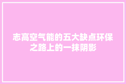 志高空气能的五大缺点环保之路上的一抹阴影