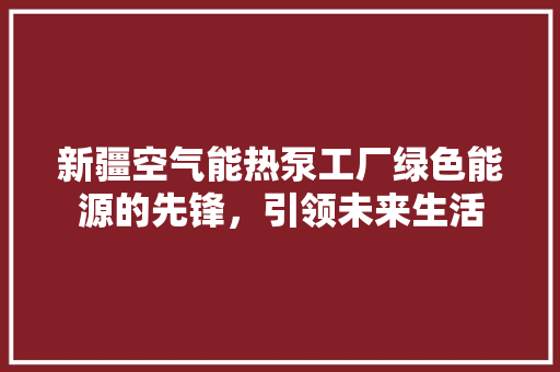 新疆空气能热泵工厂绿色能源的先锋，引领未来生活