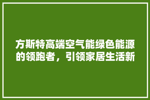 方斯特高端空气能绿色能源的领跑者，引领家居生活新风尚 厨房维修