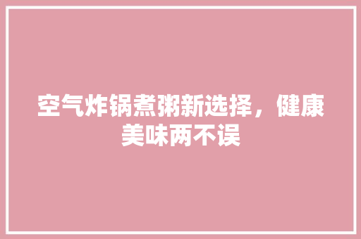 空气炸锅煮粥新选择，健康美味两不误