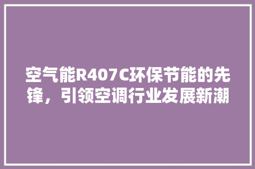 空气能R407C环保节能的先锋，引领空调行业发展新潮流