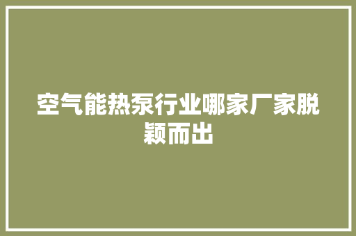 空气能热泵行业哪家厂家脱颖而出