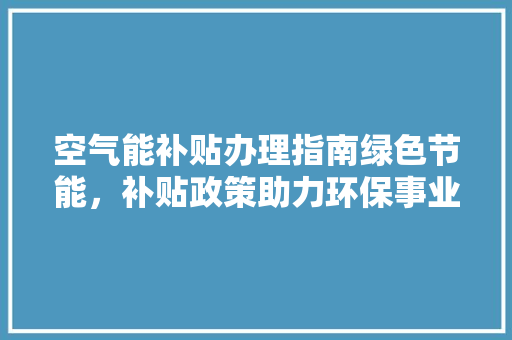 空气能补贴办理指南绿色节能，补贴政策助力环保事业