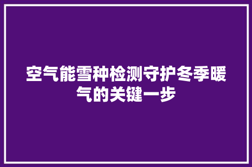 空气能雪种检测守护冬季暖气的关键一步