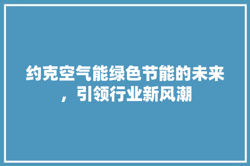 约克空气能绿色节能的未来，引领行业新风潮 汽车维修