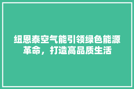 纽恩泰空气能引领绿色能源革命，打造高品质生活