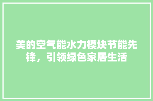 美的空气能水力模块节能先锋，引领绿色家居生活